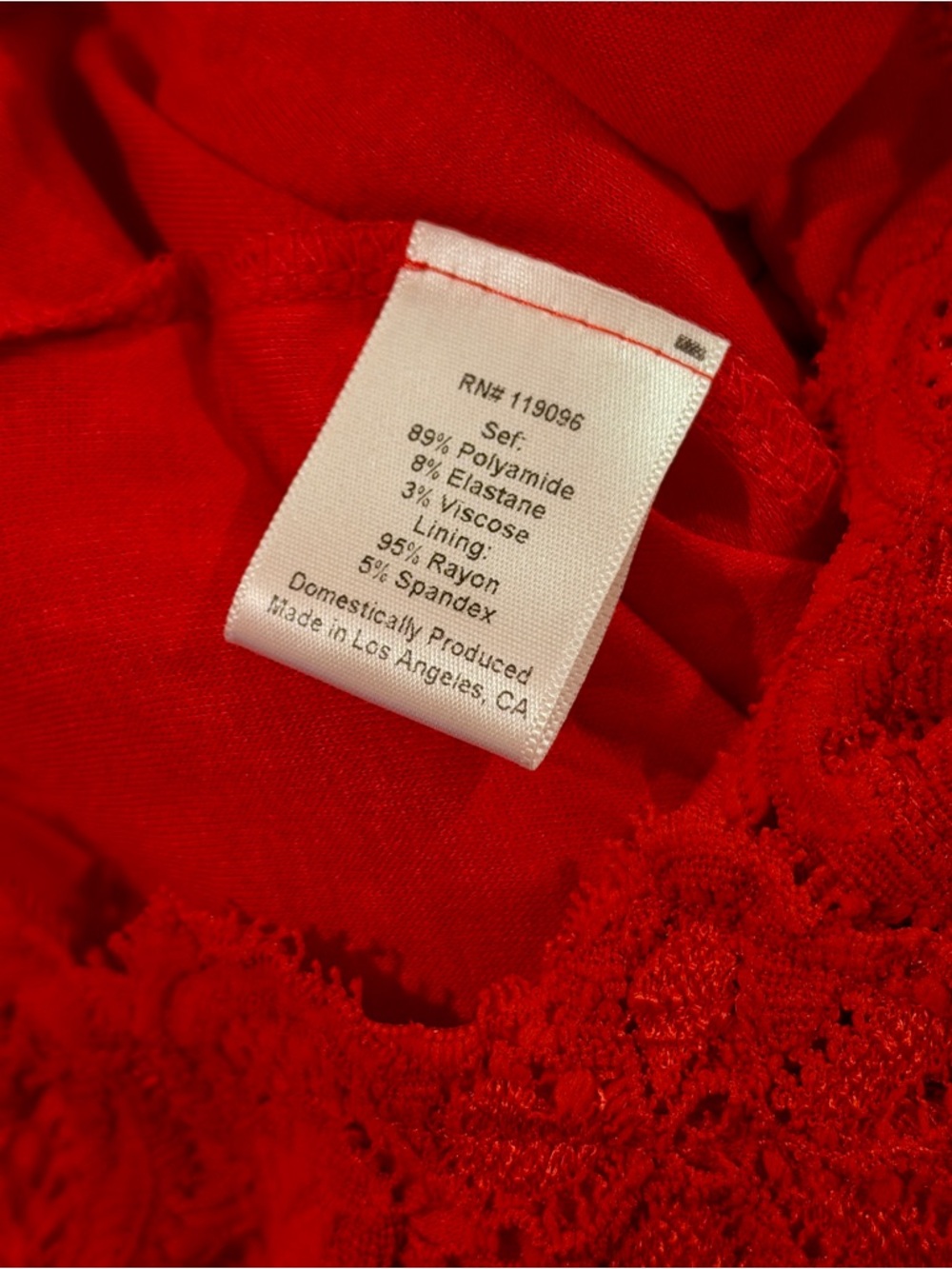 Nightcap Red Lace High-Low V-Neck Dress - Picture 7 of 7